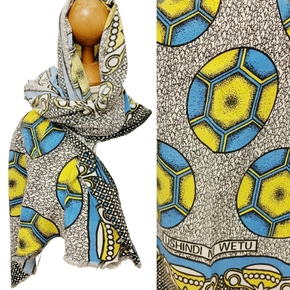 VINTAGE African Masai Soccer Scarf Kenya Katenge Cotton Fabric Wrap Towel